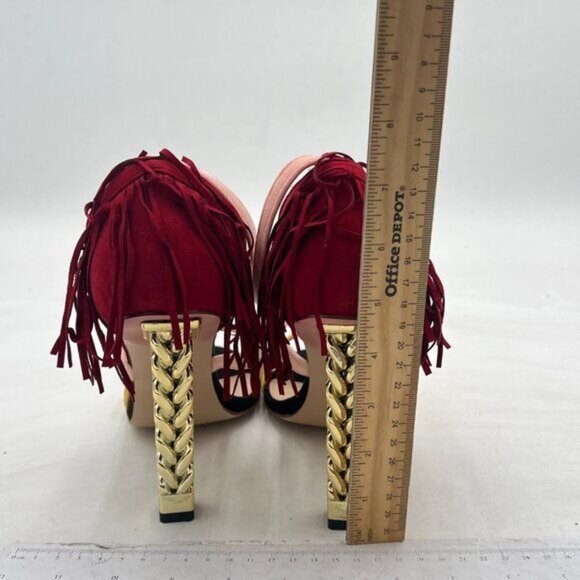 Women Ankle Straps Sandals Heeled Studded Metal High Heels Open Round Toe - Picture 4 of 7